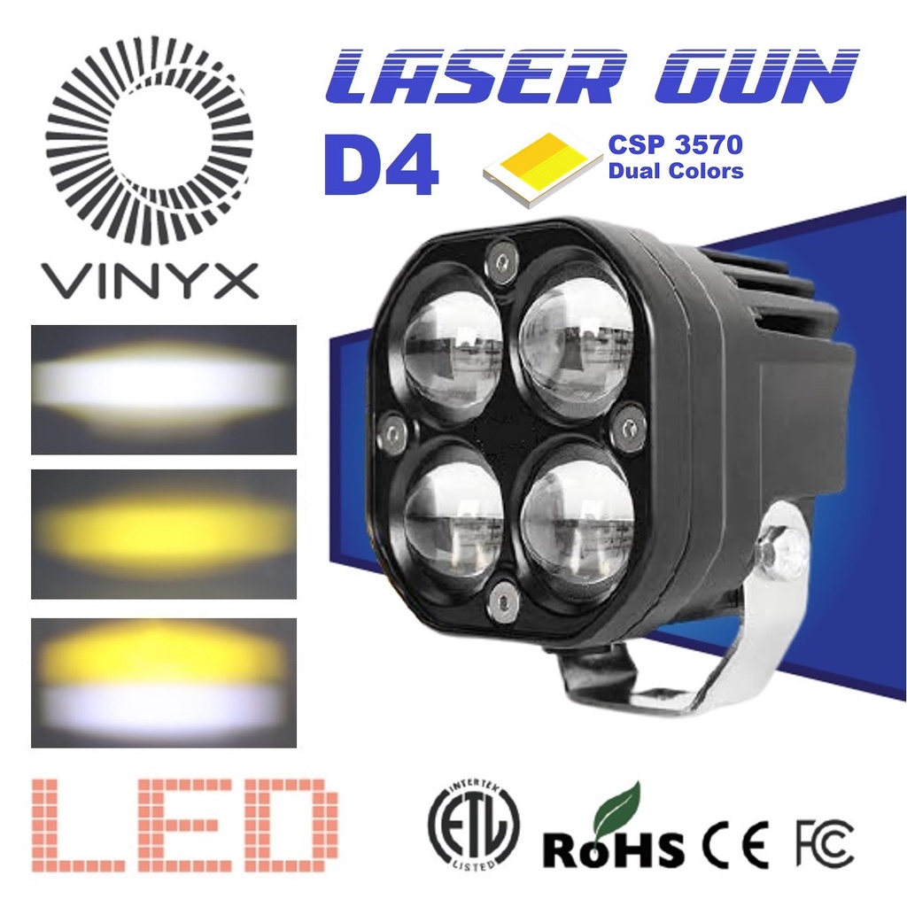 Lampu Tembak Sorot Laser Gun LED VINYX D4 Mobil Motor Sorot 40Watt Lasergun D2 40W 40 Watt