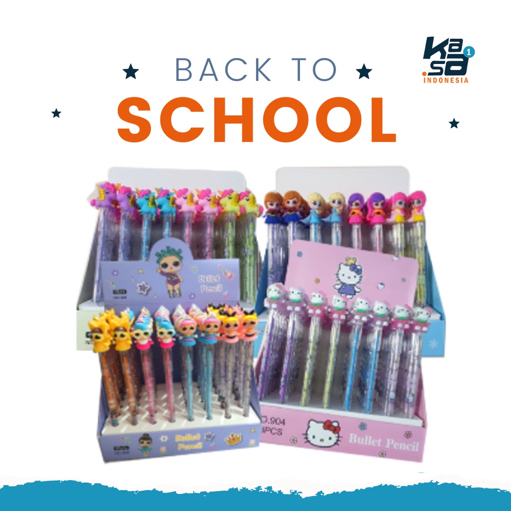 

4 PCS Pensil Karakter Anak Perempuan Lucu dengan Variasi Boneka