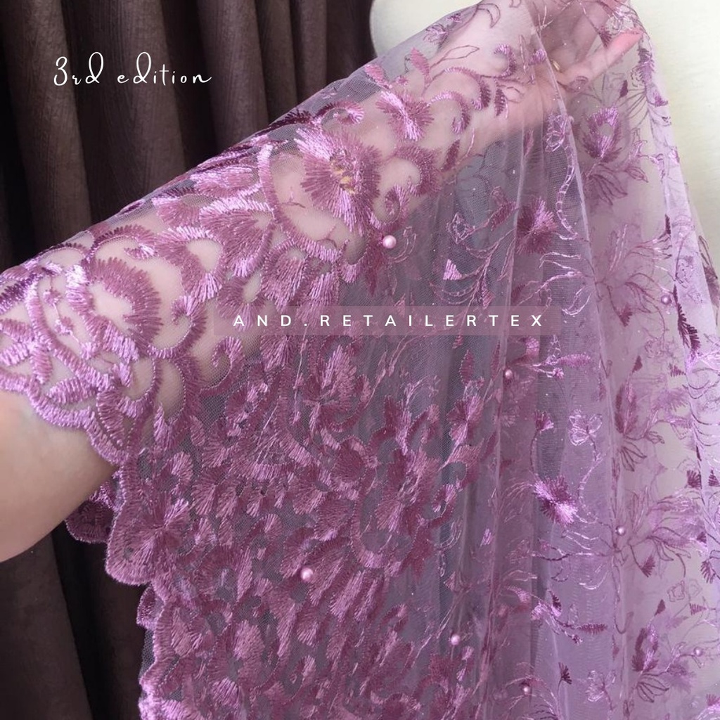 Premium Tile Mutiara Bordir Bulgari warna purple Ungu Lilac Taro