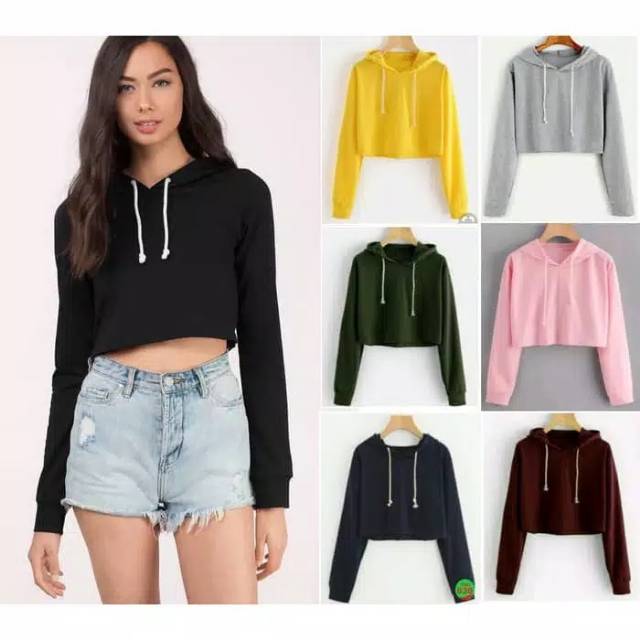 Sweater GLOW Crop Hoodie Polos Basic