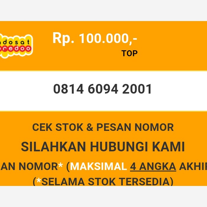 Nomor cantik indosat murah tahun lahir 2001 im3 dan mentari T3888-100