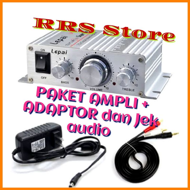 lepy lepai amplifier ampli mini satu paket ampli dan adaptor dan jek audio Lepy HiFi Mini Stereo Amplifier Treble Bass Booster 2A 12V - LP-A6