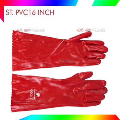 Sarung Tangan PVC 14 inch dan 16 Inch Merah Tahan Panas Kimia Safety Gloves