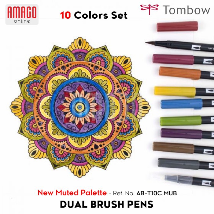 TOMBOW Dual Brush Pens - NEW MUTED Palette of 10 colors - AB-T10C MUB