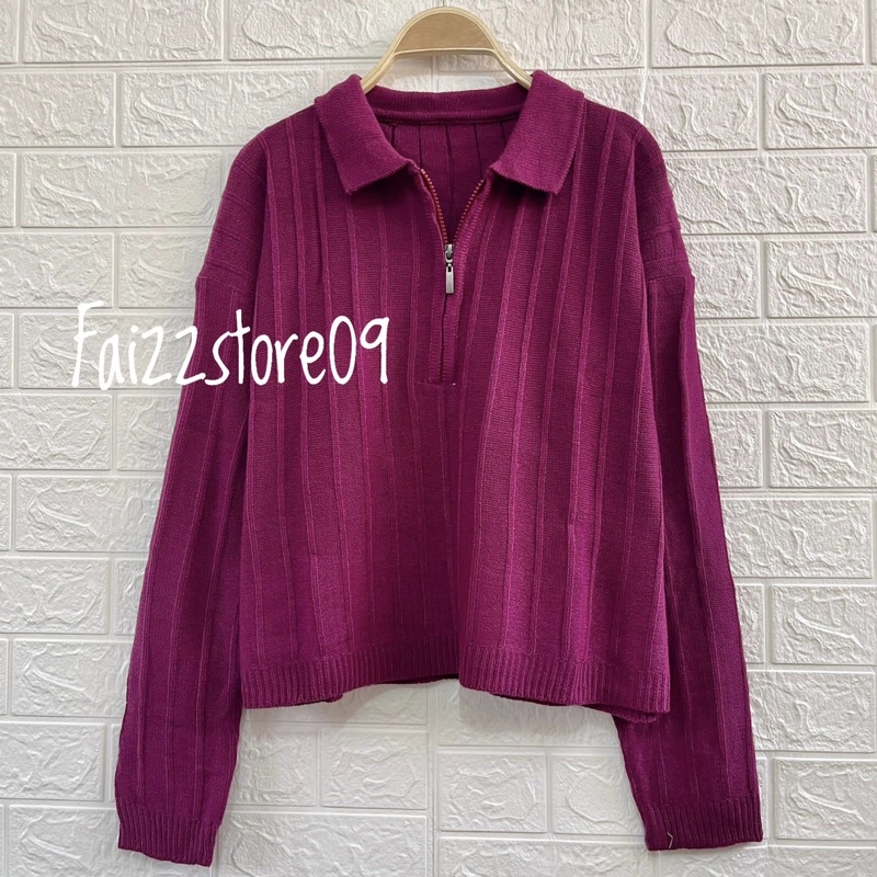 MIKI KNIT CARDIGAN RAJUT RESLETING KERAH WANITA