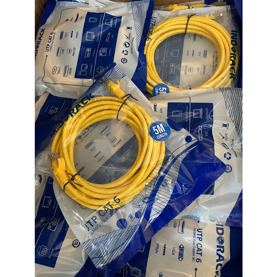 INDORACK C65Y 5 Meter Kabel Lan CAT6 UTP Patch Cord Cable -YELLOW