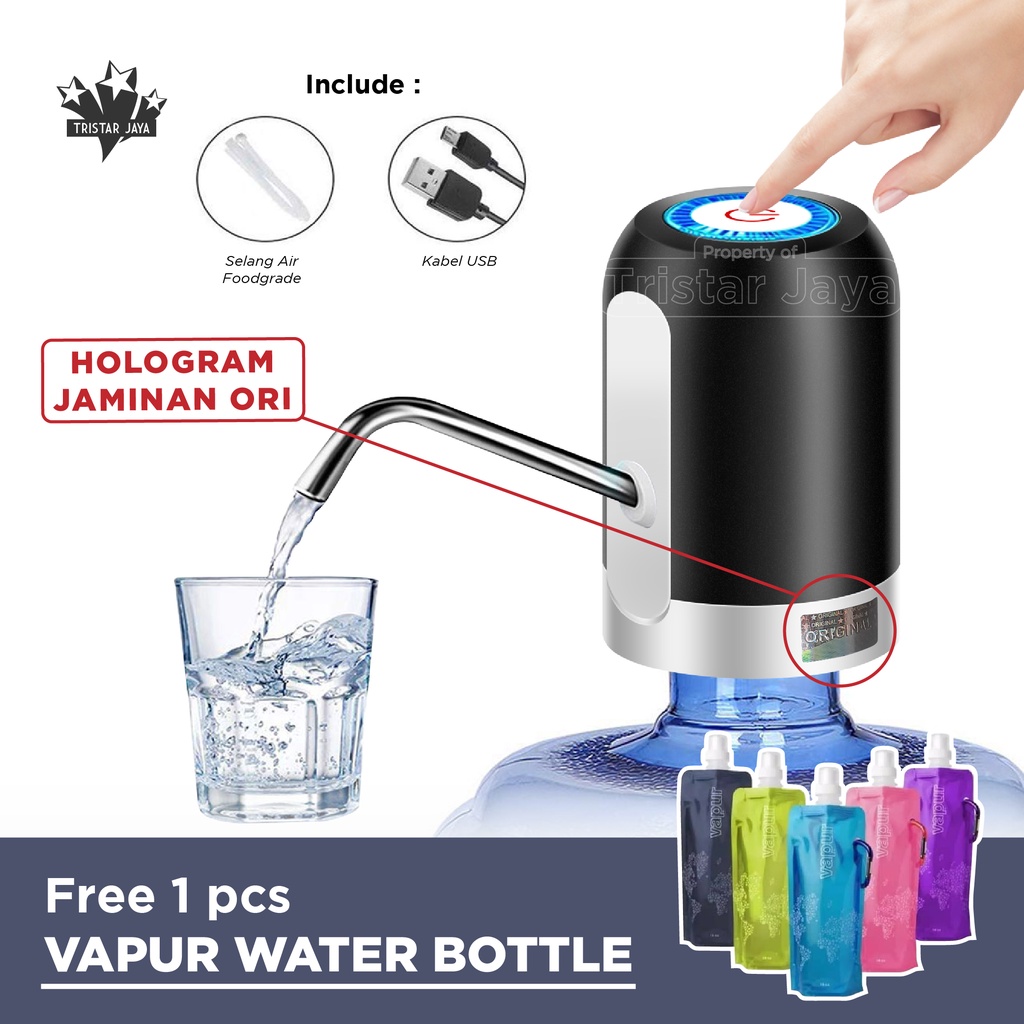 Tummy Pompa Elektrik Air Galon / Automatic Water Pump - Free 1 botol Vapur