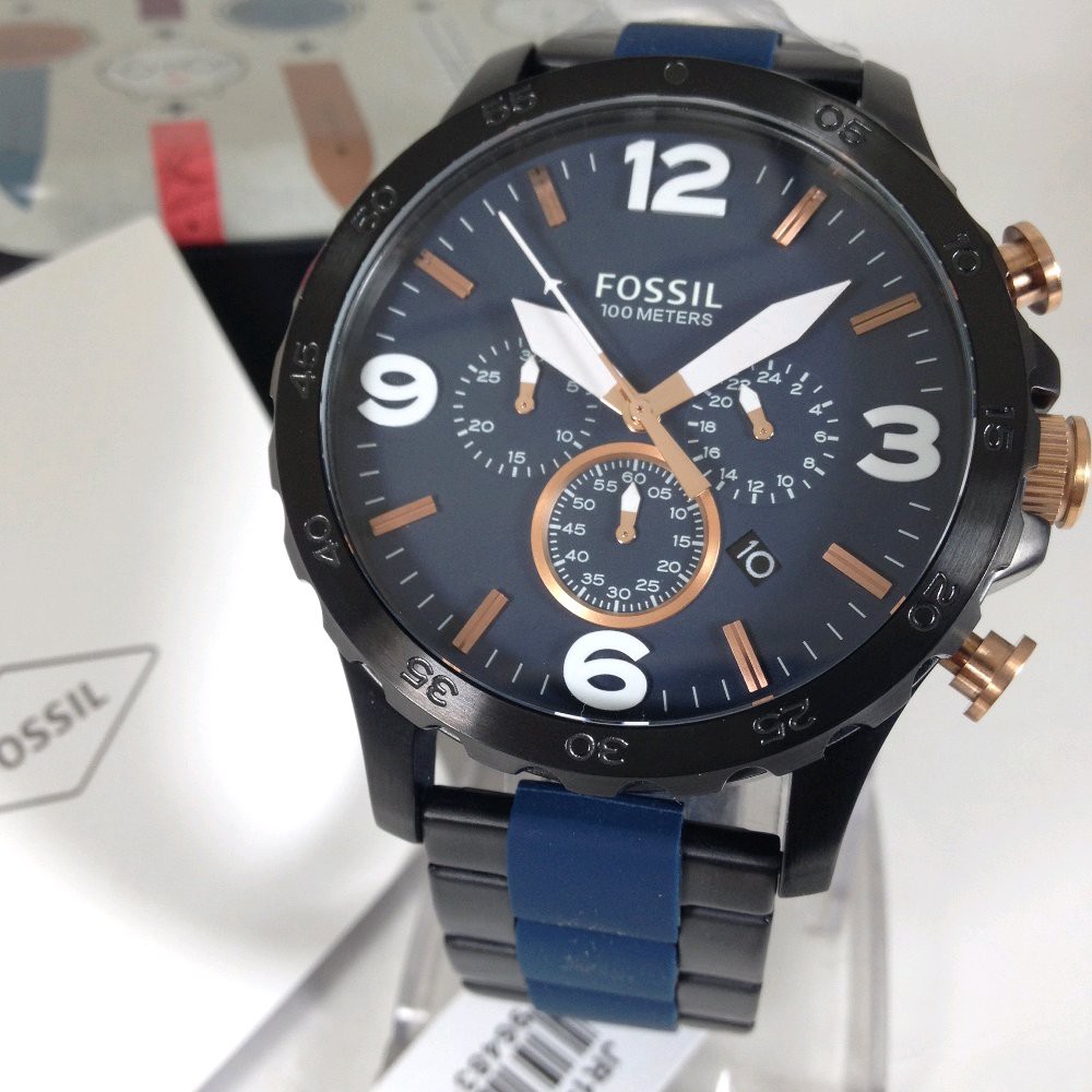 Jam Tangan Pria F055il JR1494 black blue 50mm Original