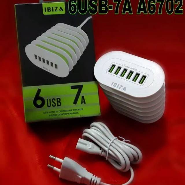 Travel Charger IBIZA 6 ports Usb 7A charging smarphone tablet