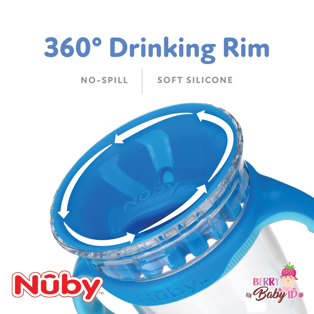 Nuby Tritan Smart Cup Gelas Minum Bayi Anak Training Cup BPA Free Berry Mart