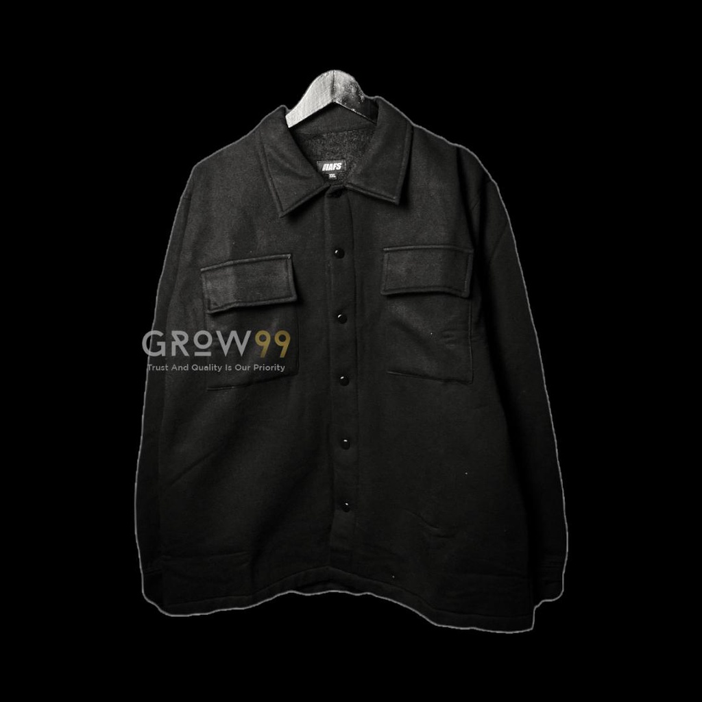 SHACKET JACKET PLEECE - JAKET SHACKET PRIA ORIGINAL - JAKET CASUAL PRIA-BLACK