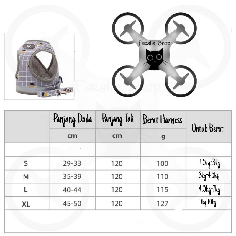 Harness Jaket Kucing Anjing Tali Tuntun Cat Dog  Pastel Glow in the Dark Pastel