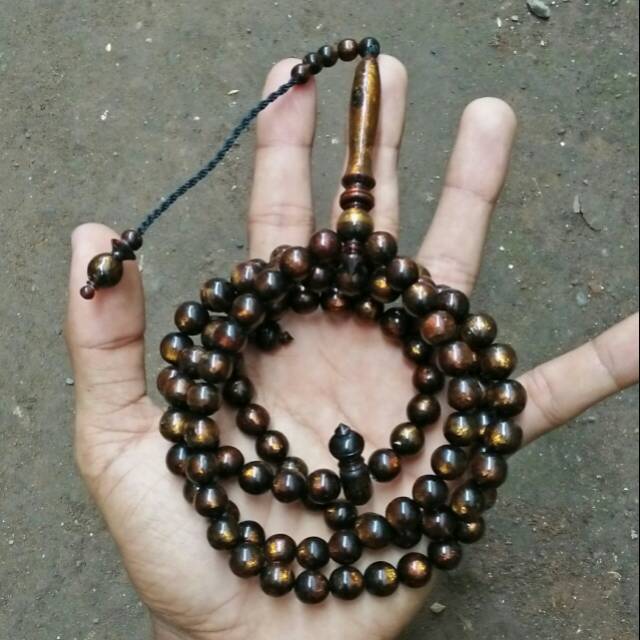 Tasbih taliarus serat emas 10 mm black yuser
