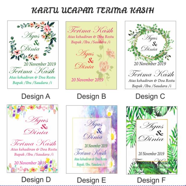 Kartu Ucapan Terima Kasih Wedding Day Shopee Indonesia