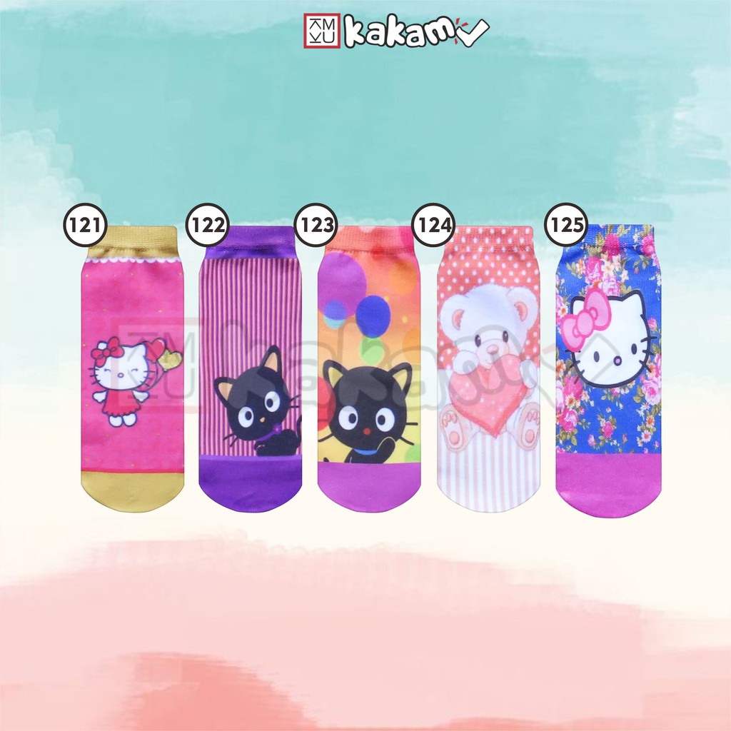 Kaos Kaki Printing Anak Karakter Frozen, Hello Kitty, Teddy Bear, Cony G