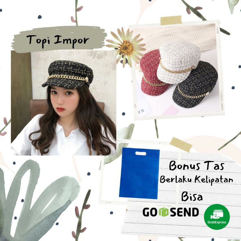 Topi Wanita Korea Police Rantai