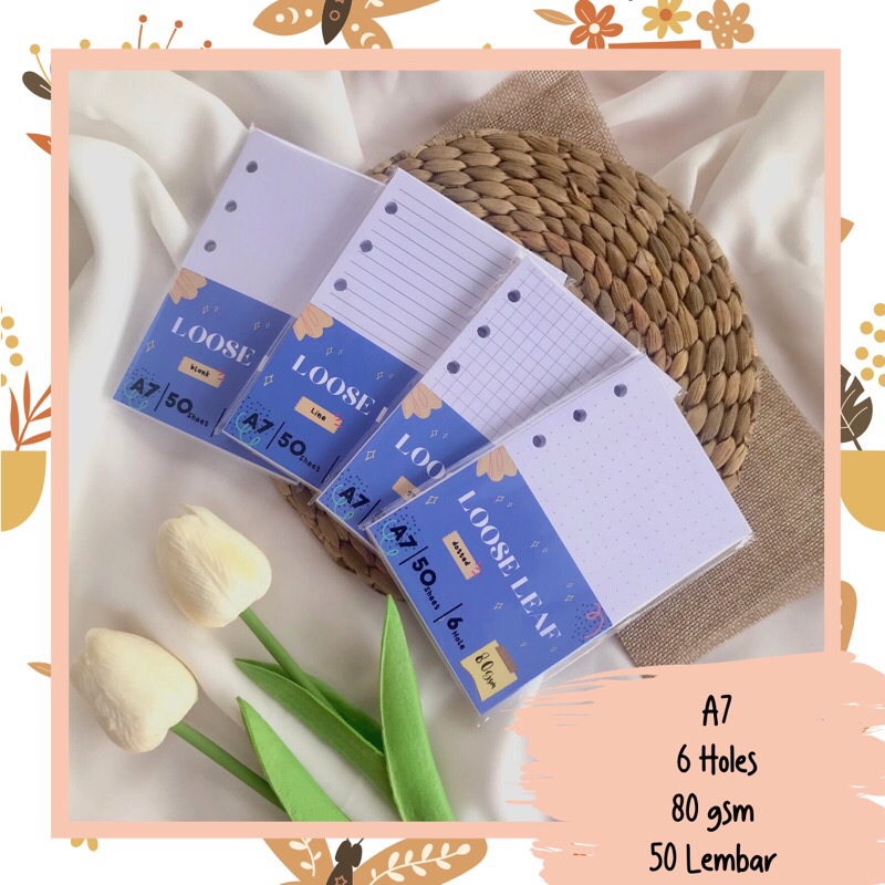 

Loose Leaf A7 (6 ring) Kertas Binder Isi Kertas File Refill Binder 6 Holes