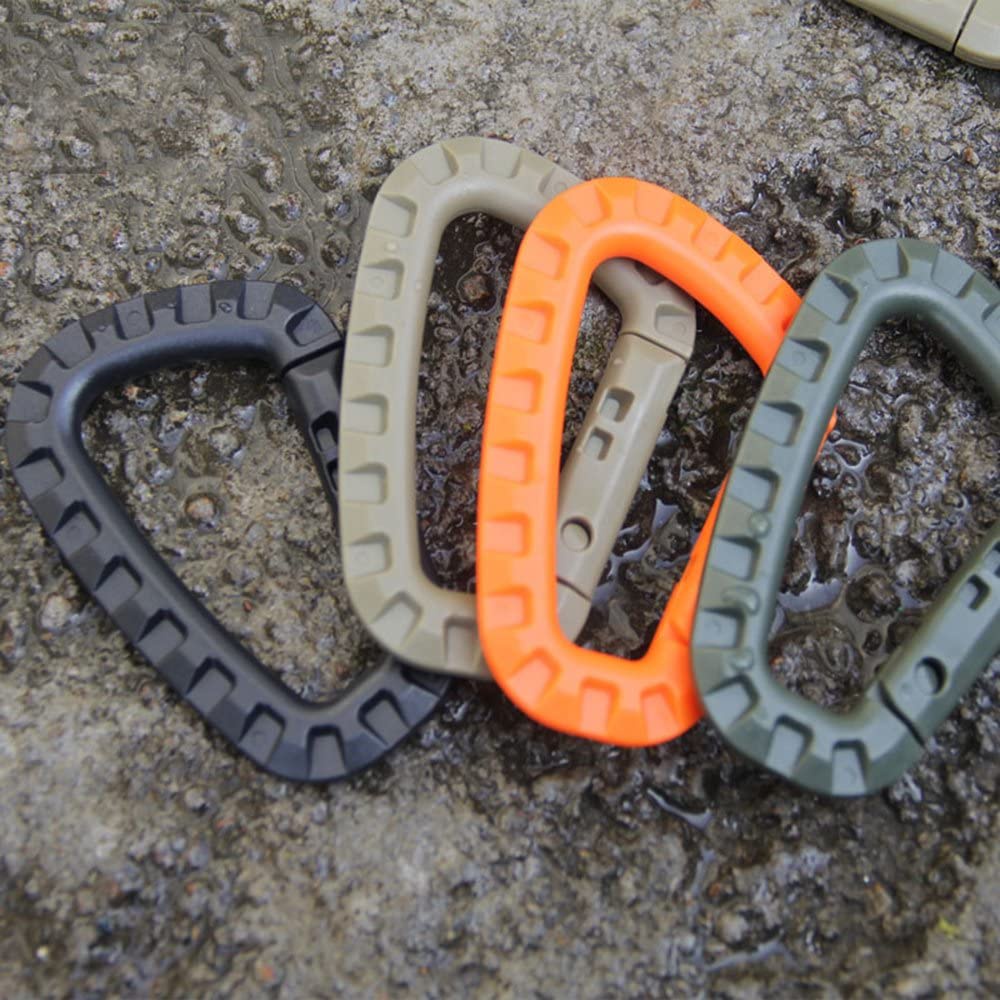 YGRETTE - Tactical Backpack Buckle Fast Tactical Carabiner Plastic Hook D Shape Mosqueton EDC Gear For Outdoor Camping KARABINER