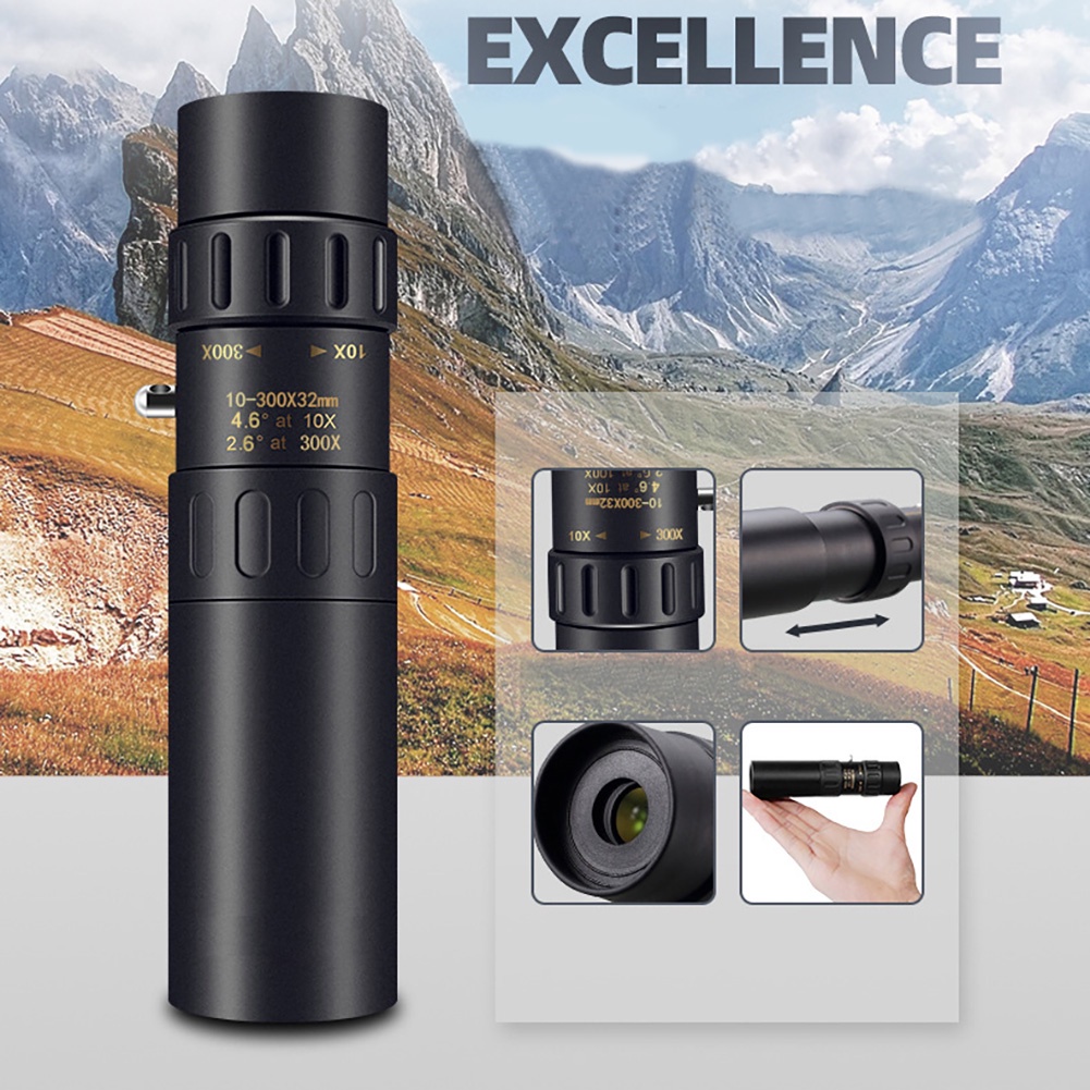 canaan 4K 10-300X40mm Portable Telephoto Zoom Monocular Telescope for Phone Camera Lens