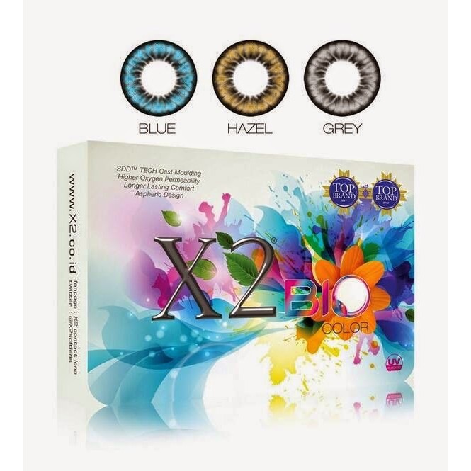 Softlens X2 BIO COLOR DIA 14.50mm MINUS GREY HAZEL BLUE (-3.25 S/D -6.00) GRAY/Lensa  Kontak/BS