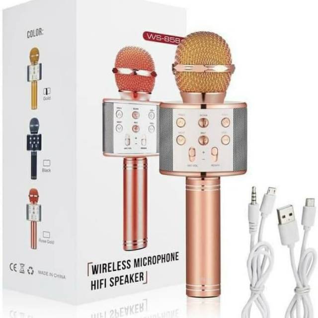 Mic Karaoke WS-858 Mic Bluetooth Wireless Speker Bluetooth  Smule