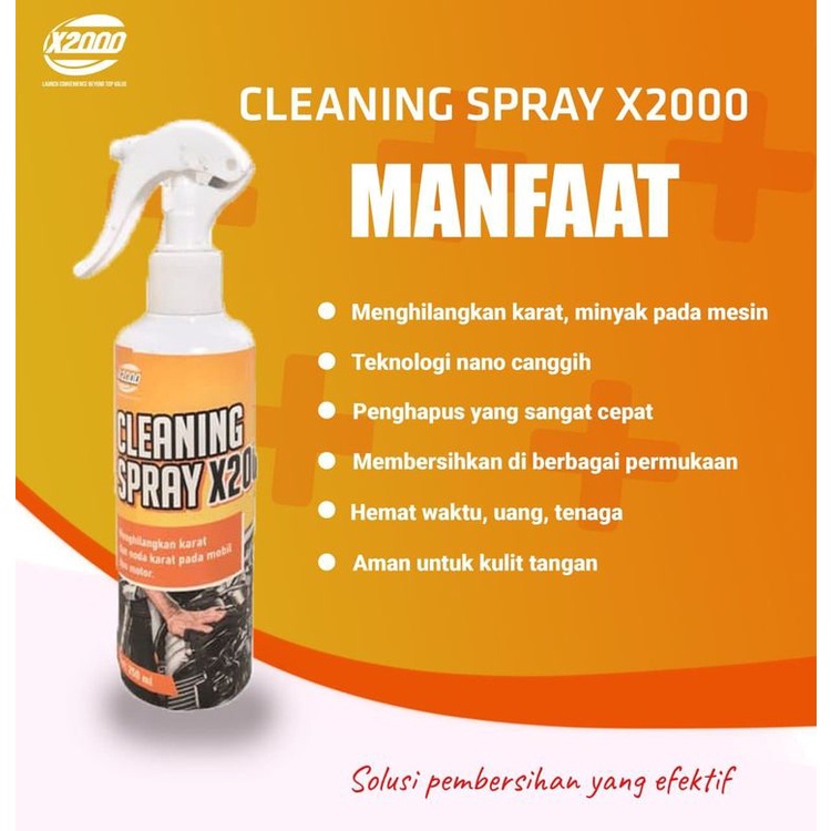 Cleaning spray X2000, Pembersih karat mesin motor X2000, Cairan pembersih x2000, Menghilangkan