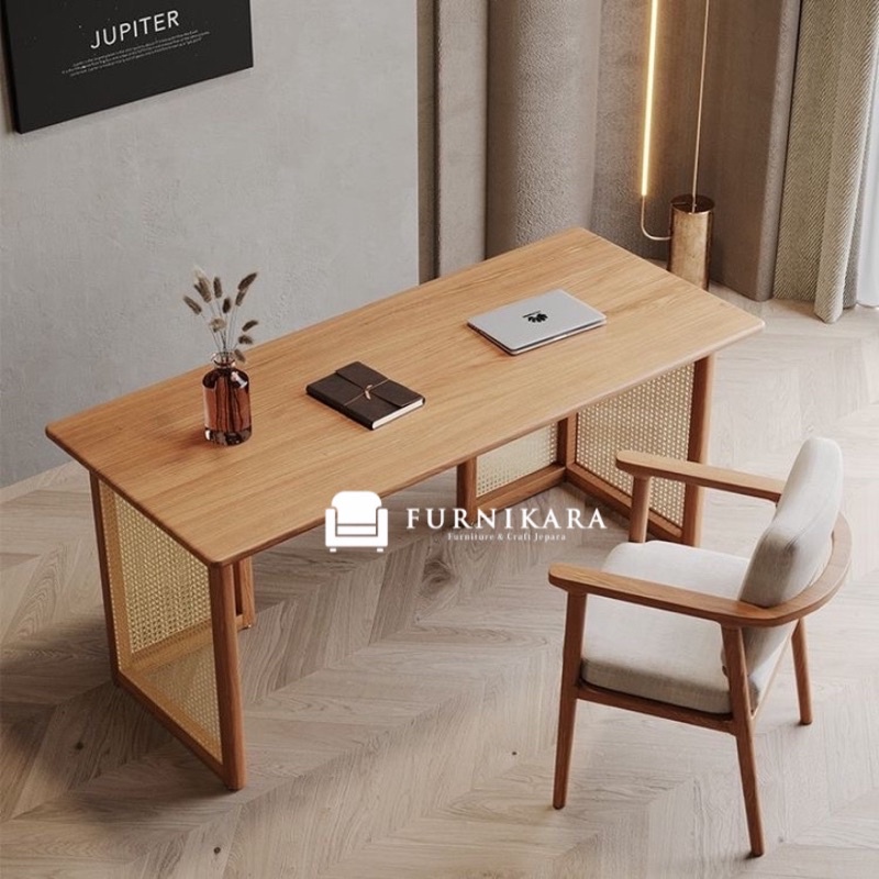 set meja kerja minimalis jati meja kerja rotan modern