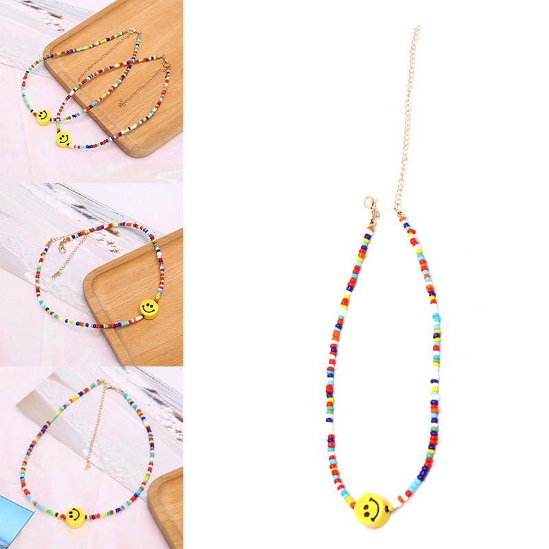 Hbid Kalung Choker Gaya Bohemia Dengan Manik-Manik Warna-Warni Untuk Wanita