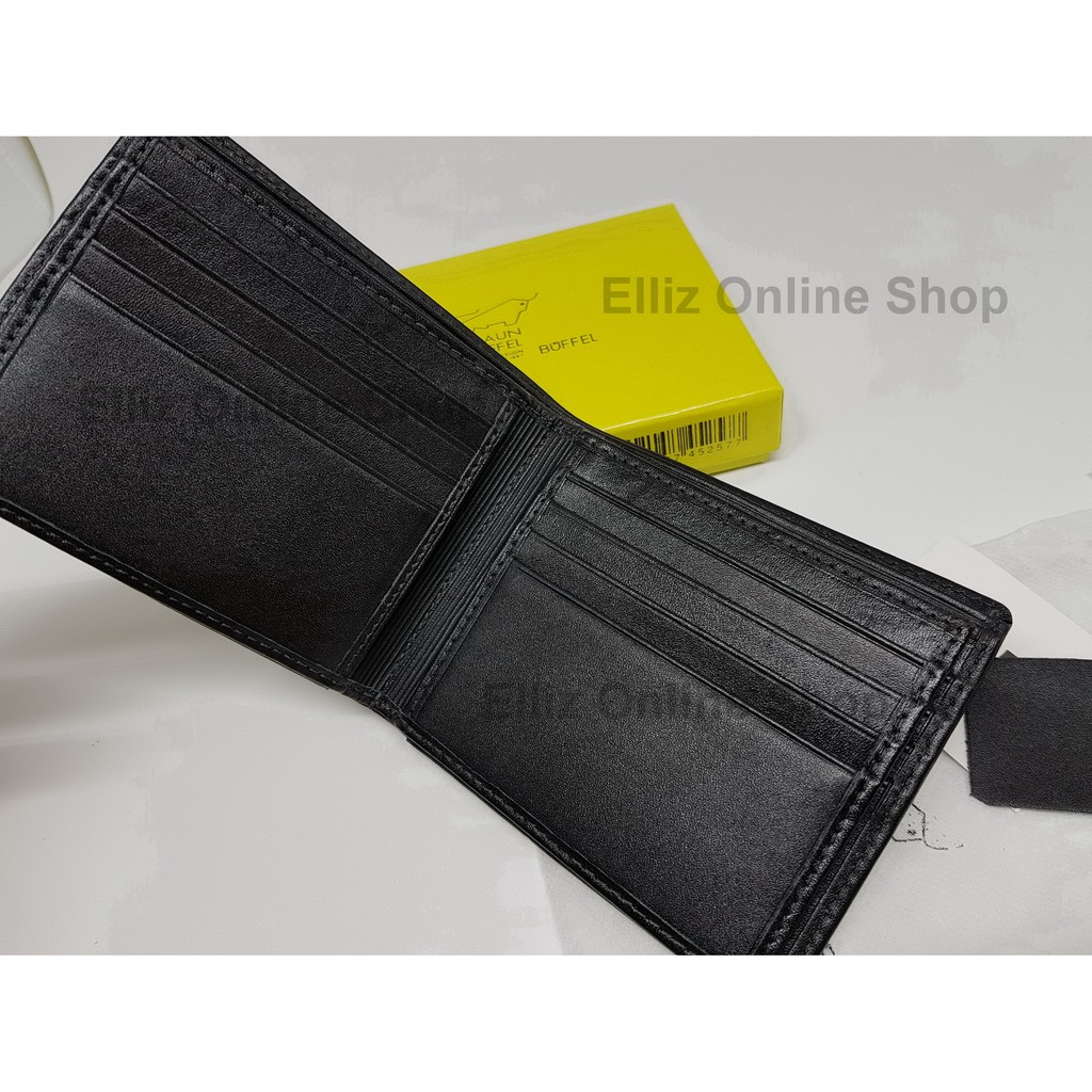 DOMPET KULIT PRIA IMPORT BRAUN BUFFEL 5186 BLACK - 16 Slot Kartu - Model Tidur