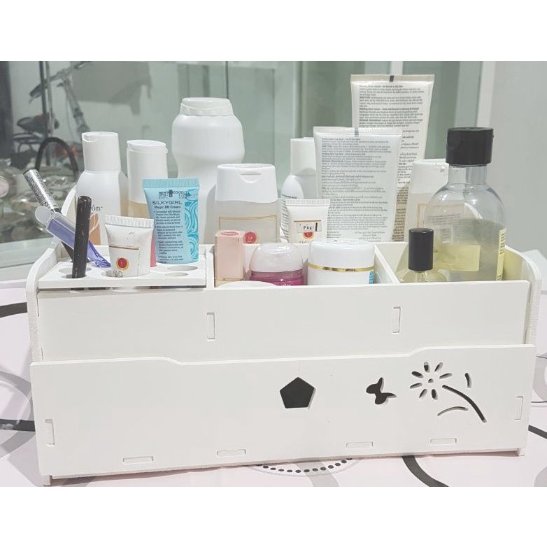 Rak Make Up Murah Rak Kosmetik Kayu WPC Rak Skincare Aesthetic Rak Makeup Mini Tempat Skincare Dan Make UpRak Laci Serbaguna Susun Storage Box Serbaguna Organizer Make Up Rak Meja Rias perhiasan penyimpanan Kosmetik Rak Kosmetik Kayu Minimalis portable