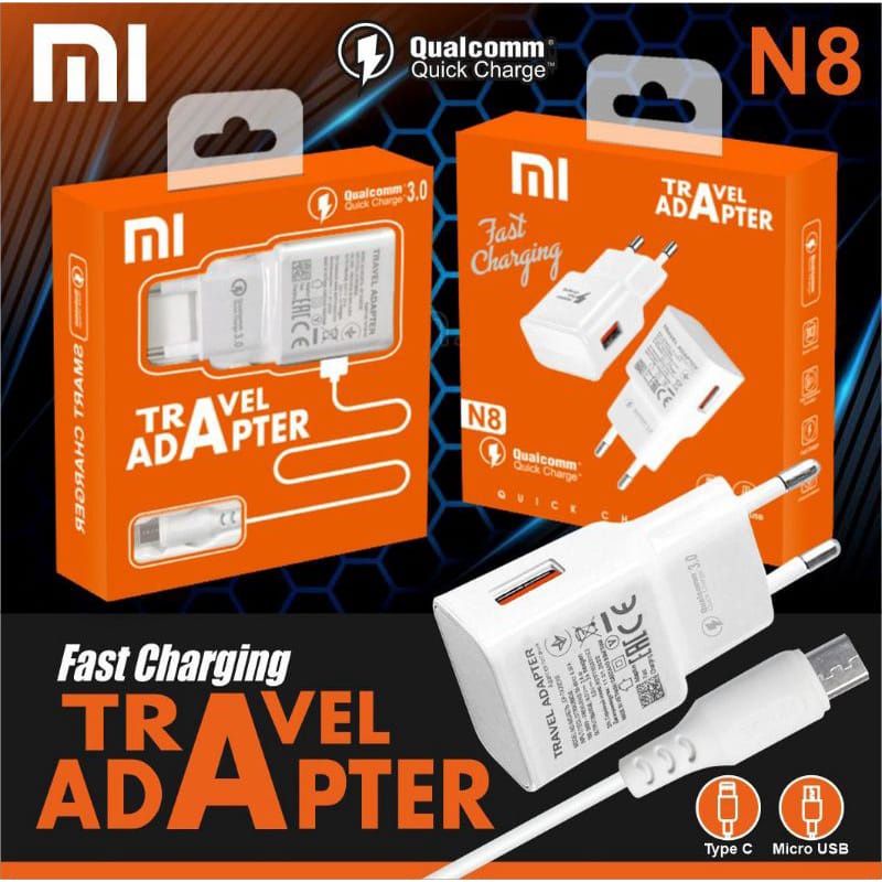 Tc Travel Charger Brand N8 1Usb 3.0A Fast Charging Micro Usb &amp; Type-C Kualitas Bagus