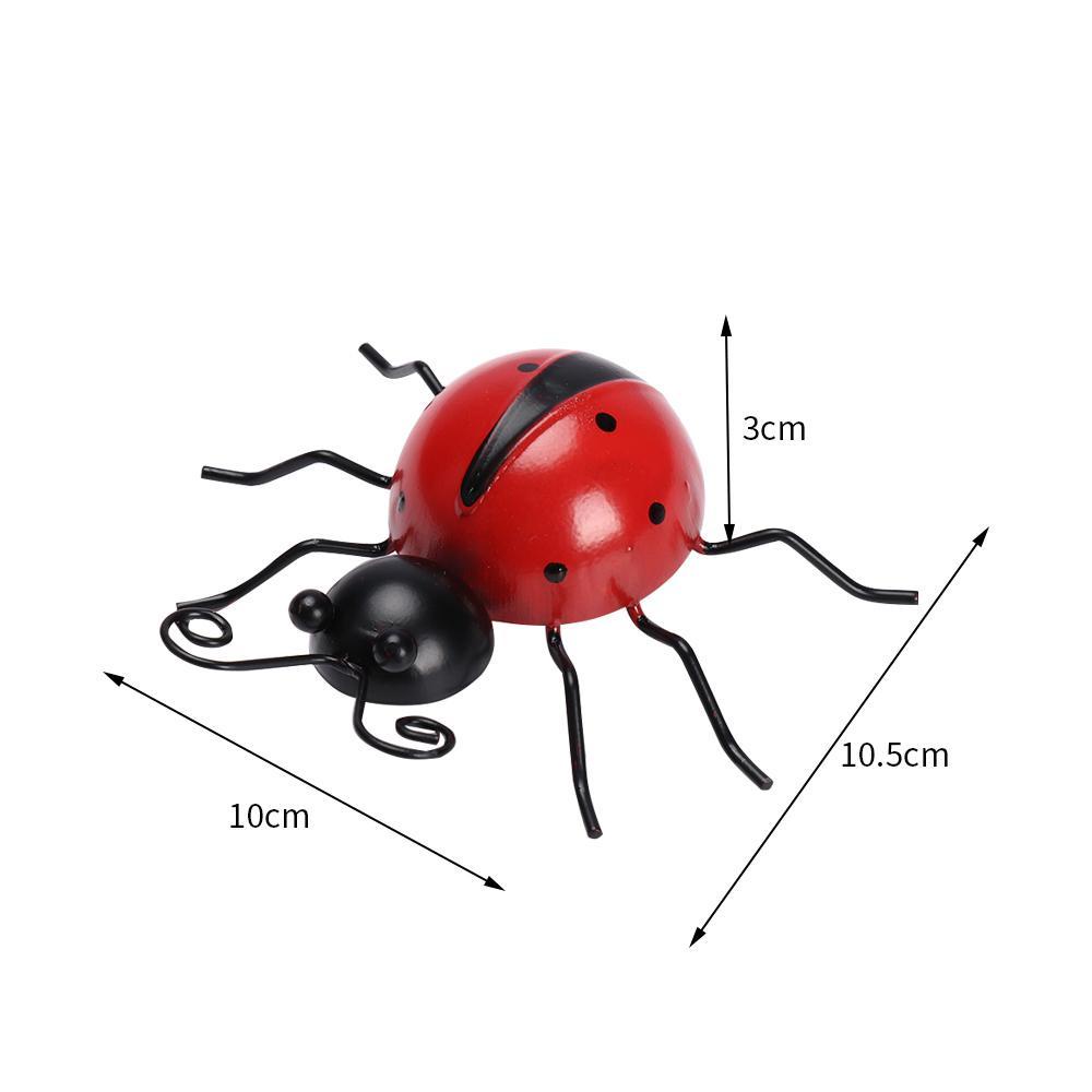 Chookyy Metal Ladybugs Teras Rumput Pagar Dinding Patung Lucu Dekorasi Outdoor Taman Wall Decor