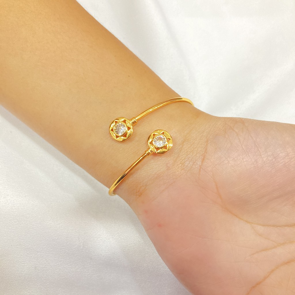 Gelang Cuff Mata Satu Flexible / Bisa Disesuaikan - Yaxiya Jewelry