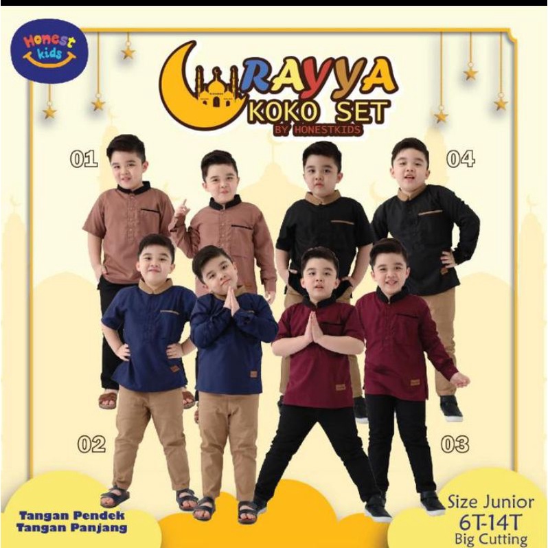 rayya koko set by honest kids, koko lengan panjang dan pendek, setelan Koko anak