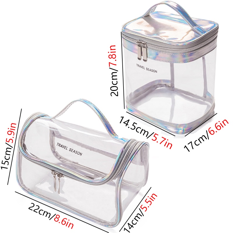 Kosmetik Cube Transparan Clear PVC Toiletries Wash Bag Tas Travel Kosmetik Transparan Bening