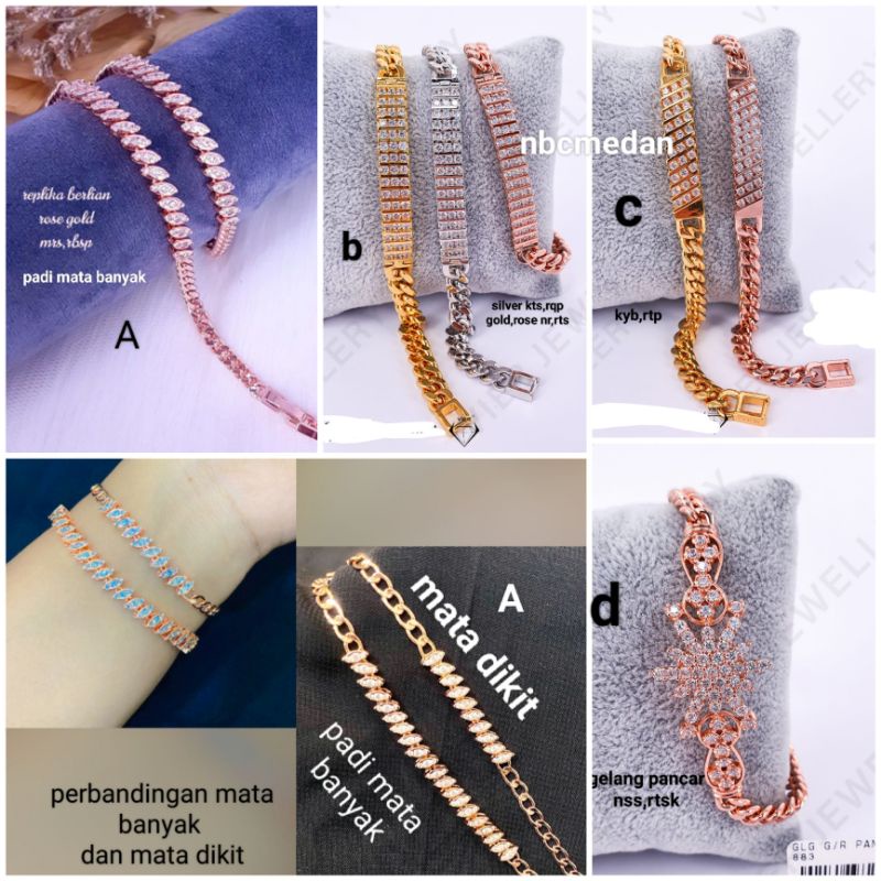 gelang padi dan plat berlian medan /replika ,mewah cantik,persis aslinya