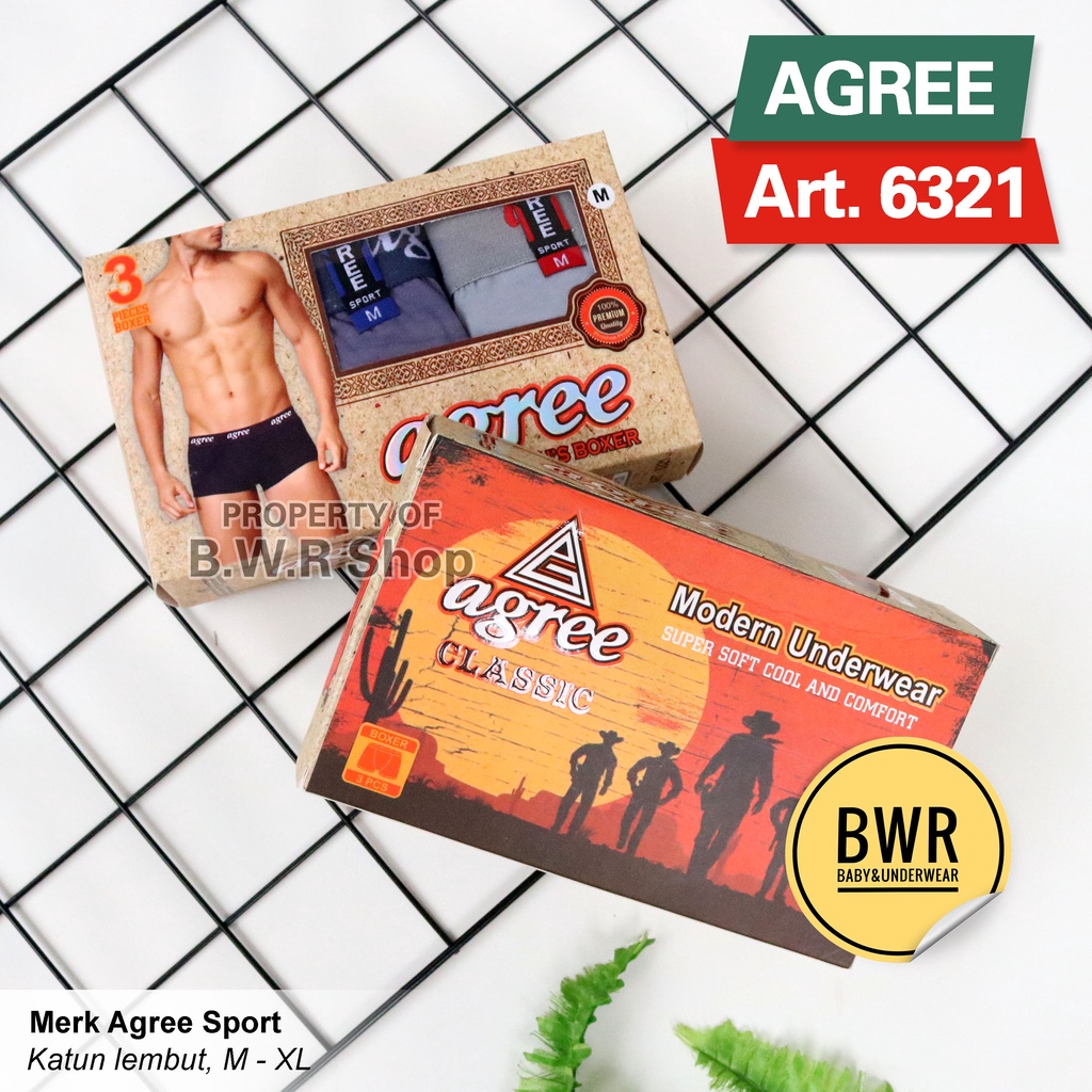 [ 3pc ] AGREE | CD BOXER Agree Polos 6321 | Celana Dalam Pria Comfort Box Coklat