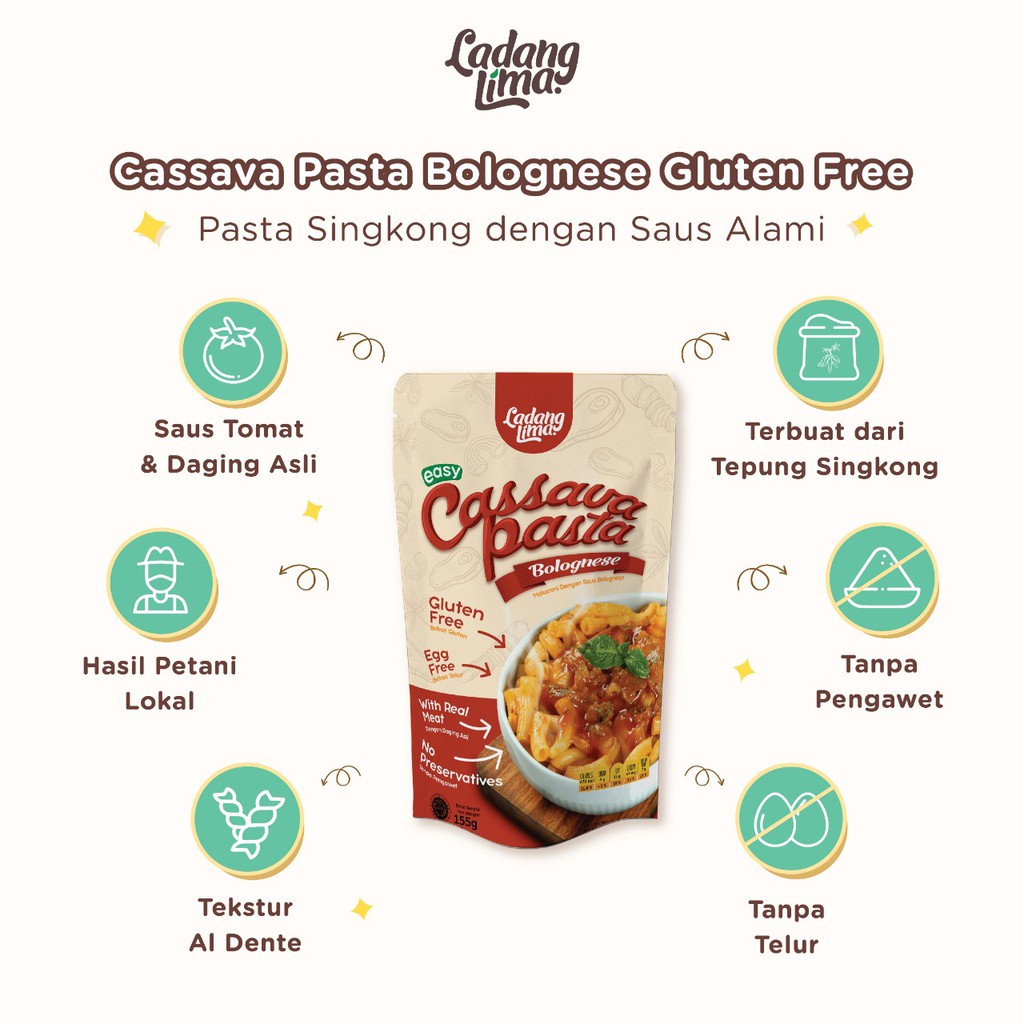 Ladang Lima Cassava Pasta Mac and Cheese Bolognese Fussili Gluten Free