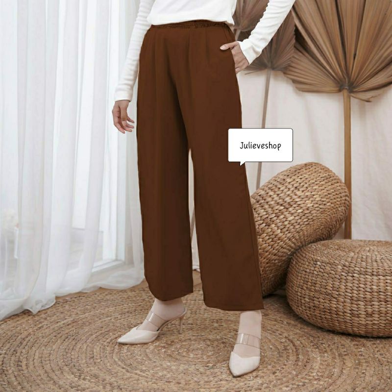 Celana Panjang Kulot Wanita Bahan Mosscrepe Tersedia Pilihan Warna-7