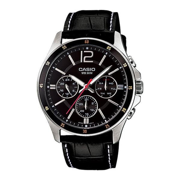 MUST HAVE Casio Analog Jam Tangan Pria Kulit Hitam MTP-1374L-1A Original TERBARU