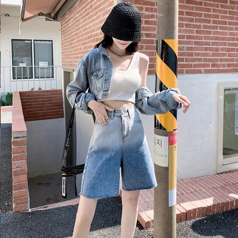 BIKER SHORT IMPORT DENIM PANTS JEANS  HIGHWAIST WANITA CELANA PENDEK MX605