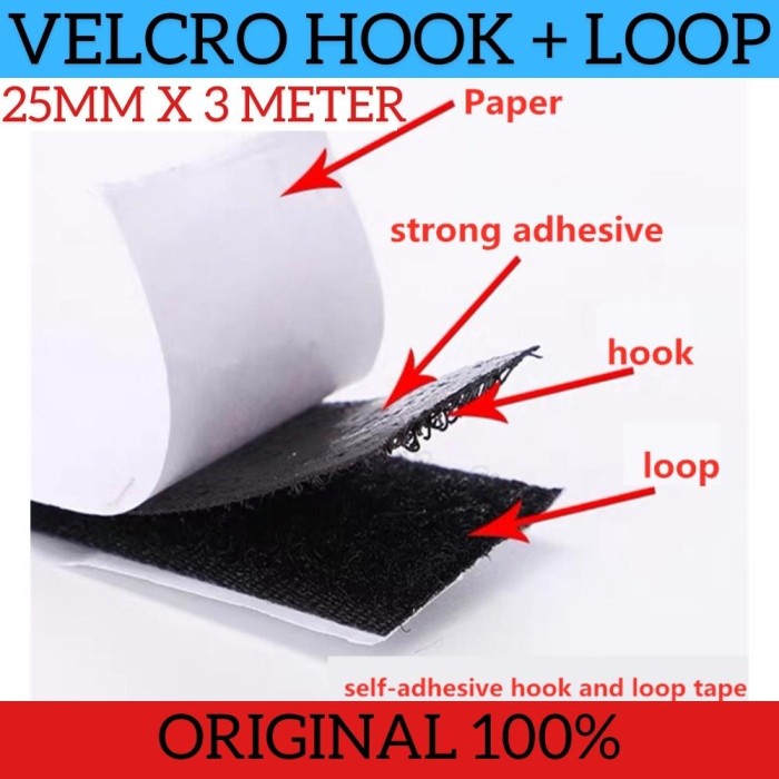 

Lakban Tape Hook and Loop Magic Nylon Sticker 25mm x 3 Meter 3M