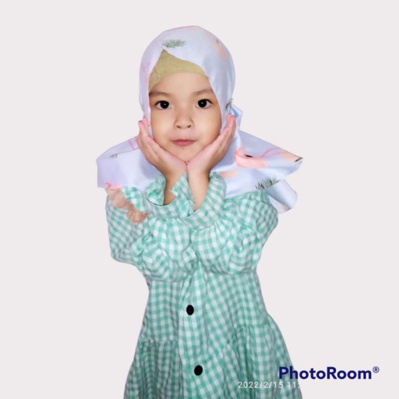 Bergo Anak Motif Flaminggo Biru