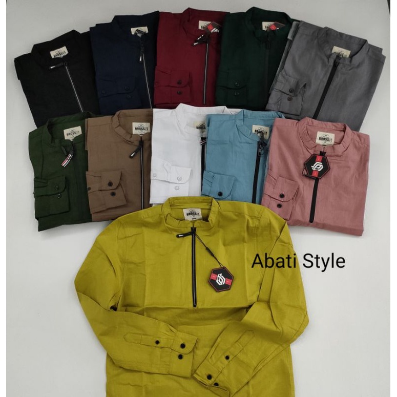 Kemeja Pria Kerah Sanghai Mandarin Original, Kemeja Koko Pria Polos Lengan Panjang, Kemko Pria Model