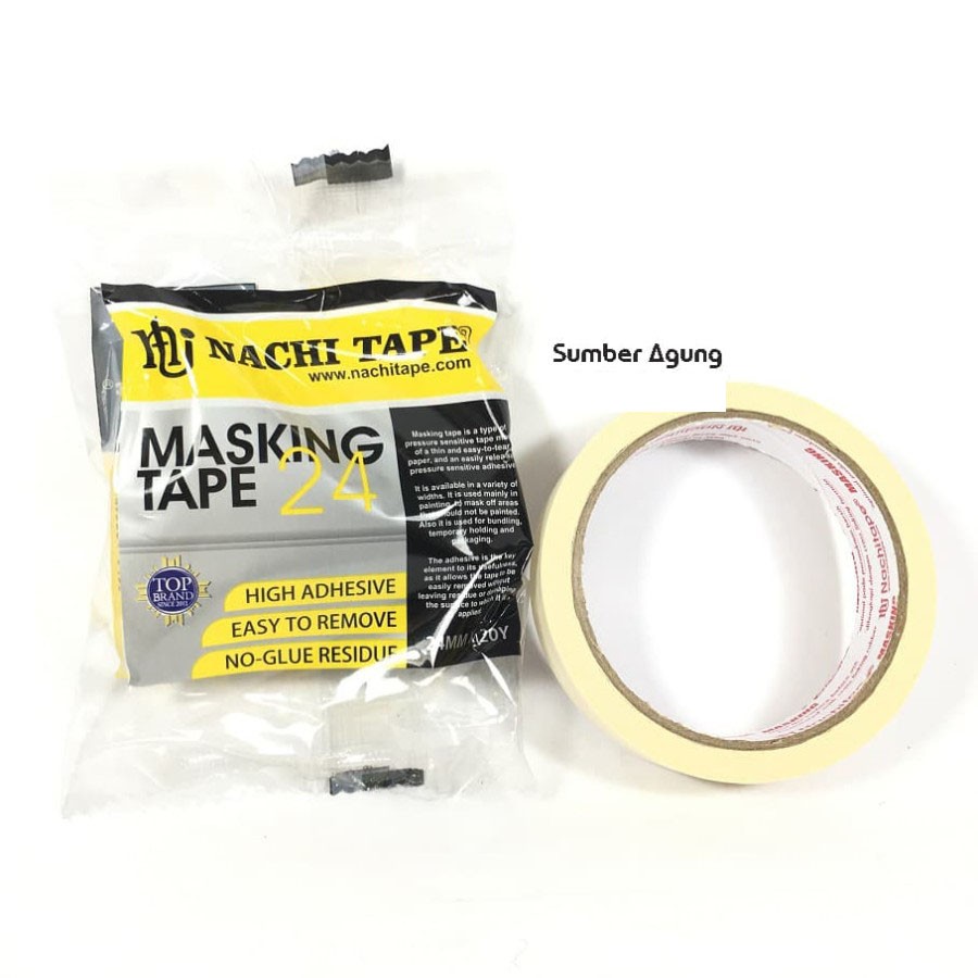 Masking Tape 24 Nachi Isolasi Kertas 1inch 2.5cm Tanpa Bekas Lem