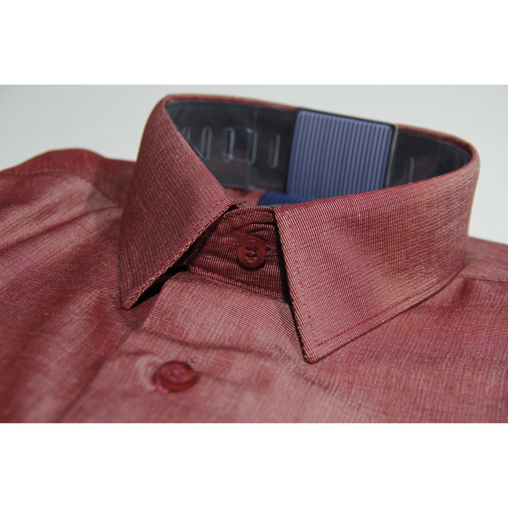 Kemeja Pria Stanley Adams Slimfit Lengan Panjang Maroon&amp; Biru Serat