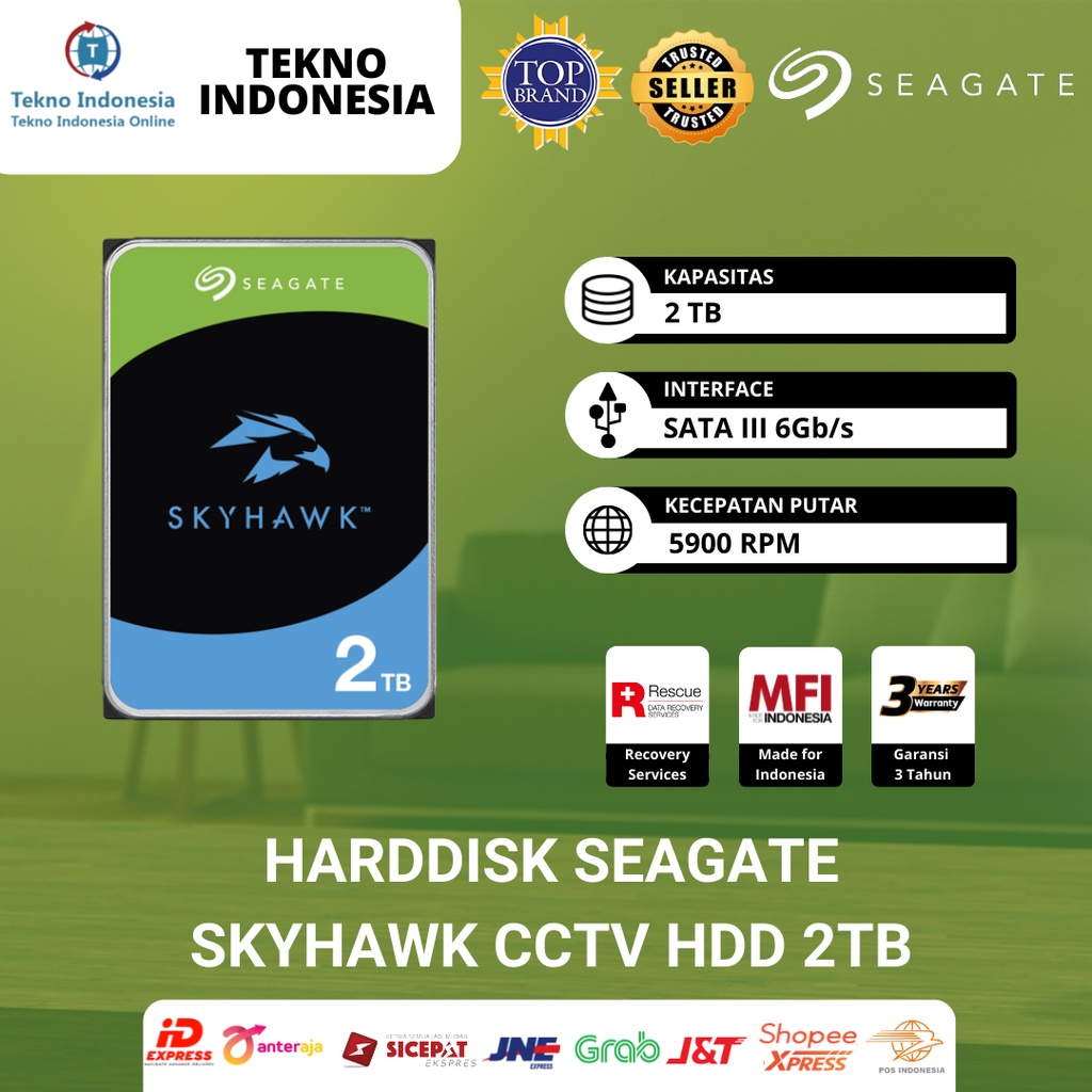 HARDDISK SEAGATE SKYHAWK CCTV HDD 2TB - MFI GARANSI RESMI INDONESIA