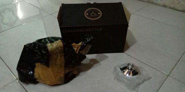 Silver Diamond Coffee Kettle Pour Over Gooseneck Teko Leher Angsa Kopi