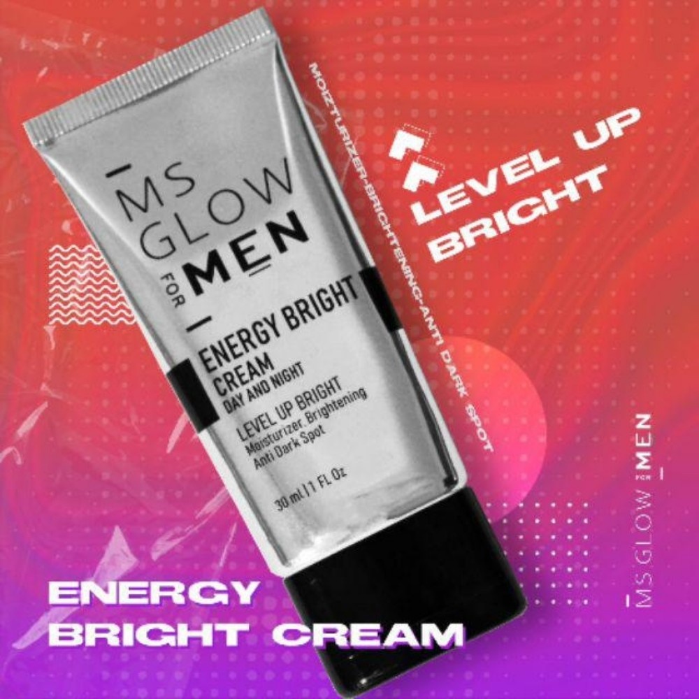 MS Glow For Men Energy Bright Cream GIRLSNEED77 Krim Siang Malam Perawatam Pelembab Wajah