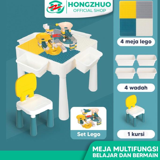 HOTLIST Hongzhuo Meja 1 Set Meja Lego Multifungsi 2 in 1 Set Meja Belajar